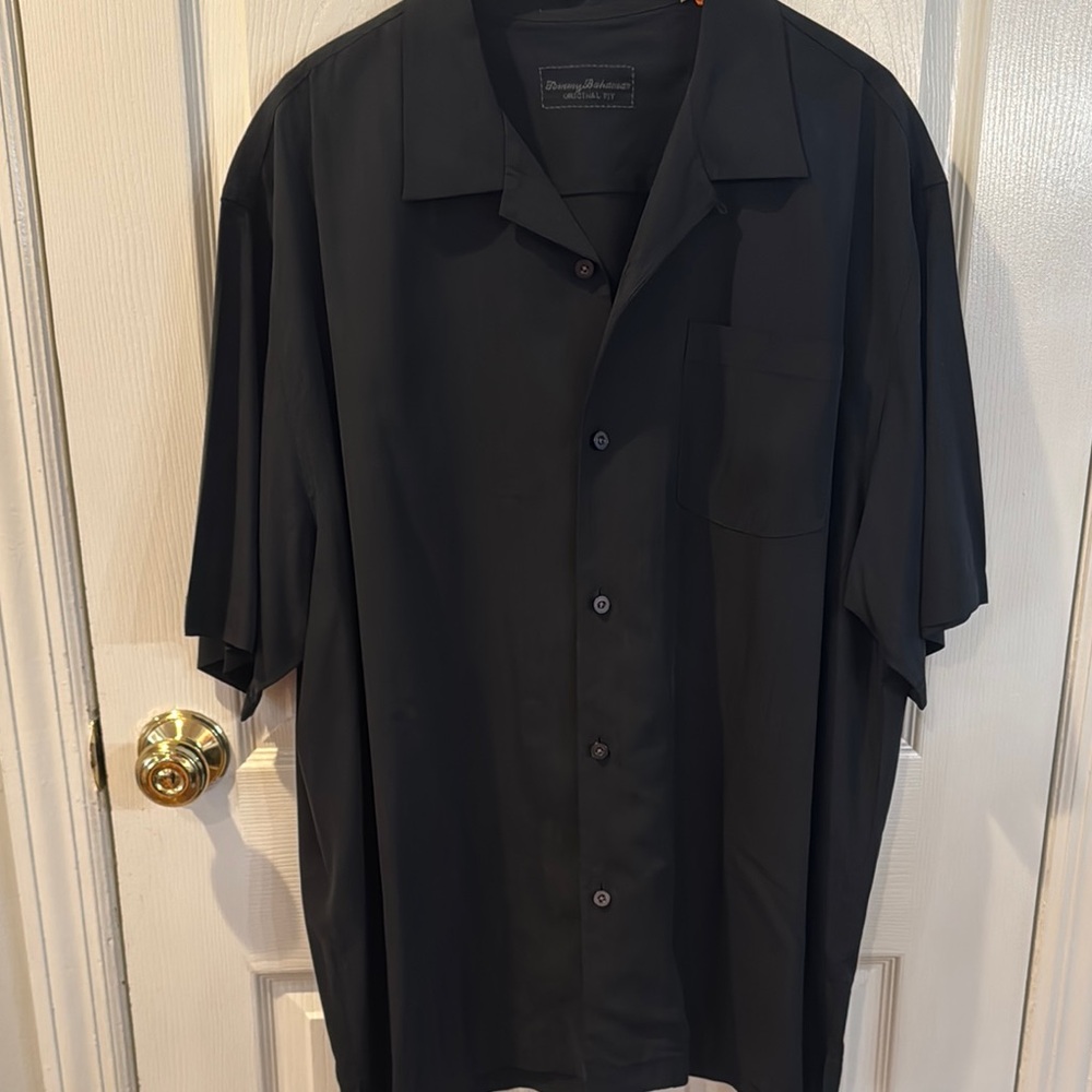 Tommy Bahama XL/TG Men's Black Washable Silk Button-Up Shirt